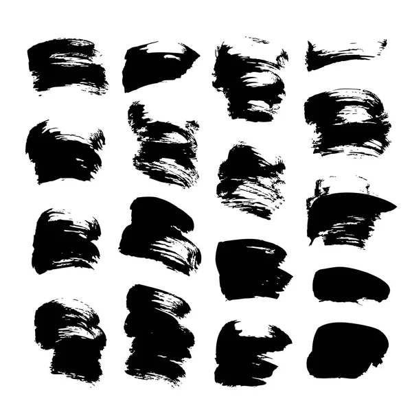 Manchas abstractas de pintura negra y tinta aisladas en un fondo blanco — Vector de stock