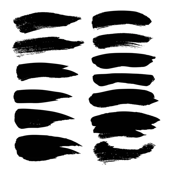Abstract black strokes set  isolated on a white background — Stock Vector