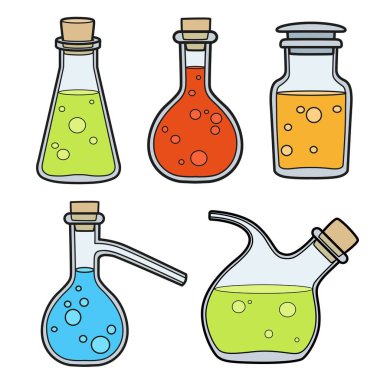 Kimyasal ekipman cam matara boyama sayfası için renk varyasyonu 
