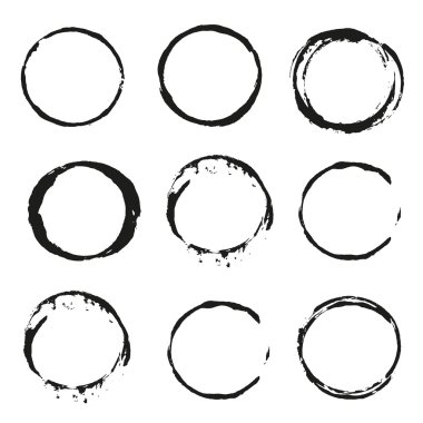 Set of vector black Wine stain circles on white background