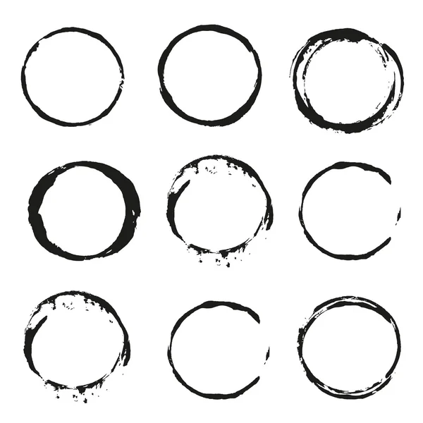 Set of vector black Wine stain circles on white background — Stok Vektör