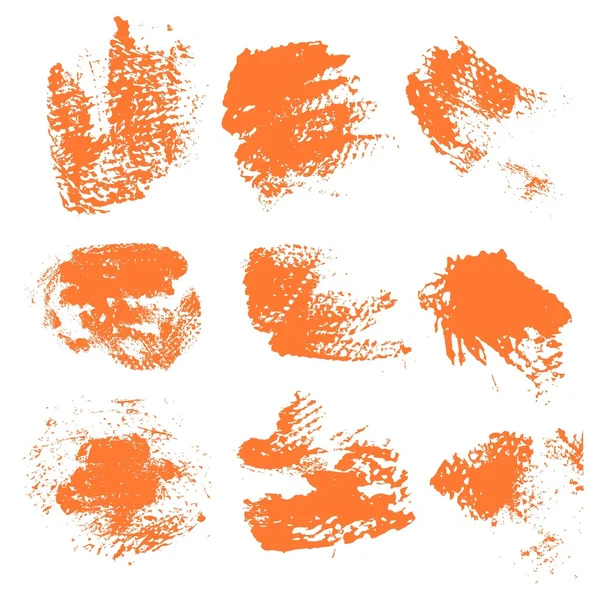 Textured dry brush strokes of orange paint on white background 1 — Stock Vector