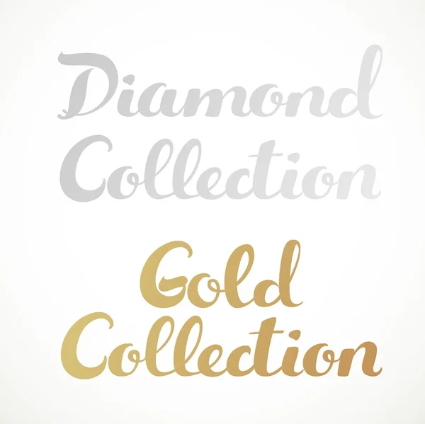 Gold collection, diamond collection calligraphic inscription on — Stockvector