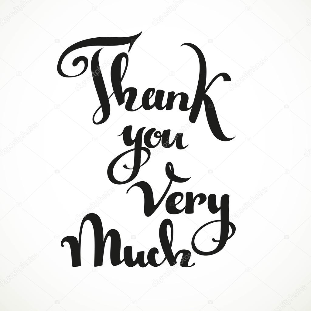 Thank you very much calligraphic inscription on a white backgrou Stock