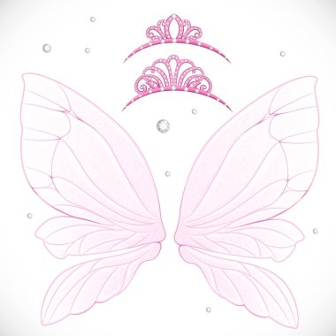 Pink fairy wings with tiara bundled clipart