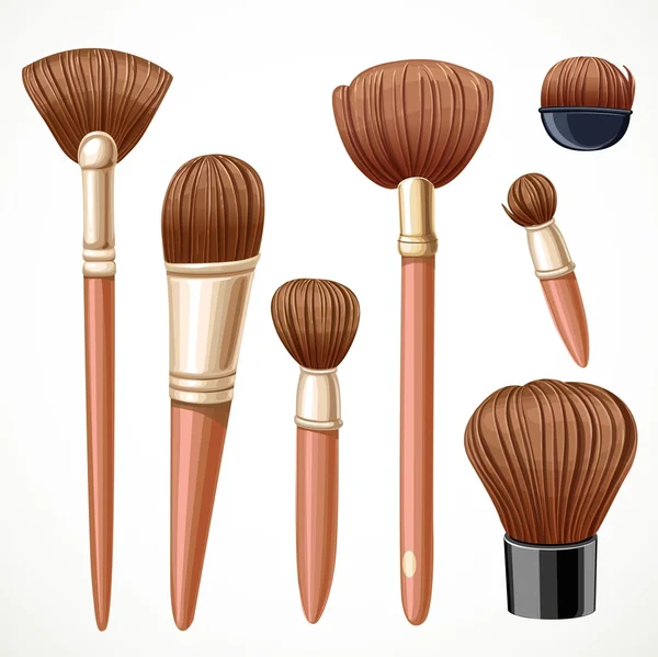 Set of cosmetics brushes isolated on a white background — Stock Vector