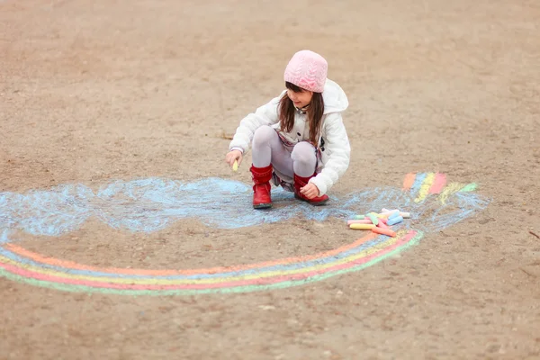 The child and chalk. — Stock Photo, Image