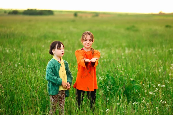 The children happy outdoors. Royalty Free Stock Images