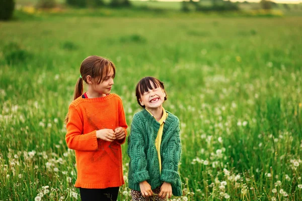 Het gelukkige buitenleven van kinderen. Stockfoto