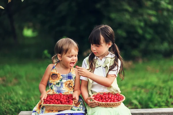 Niños felices en el jardín . —  Fotos de Stock