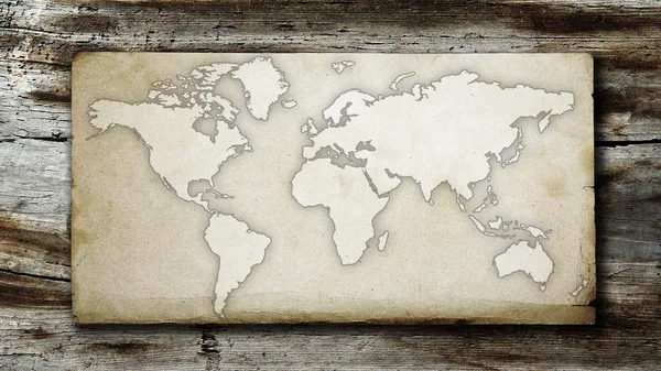 Mapa del Mundo Vintage y Grungy sobre papel — Foto de Stock