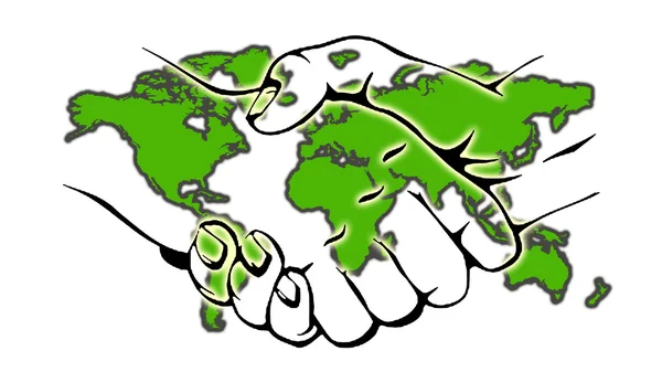 Uluslararası harita ile tokalaşırken