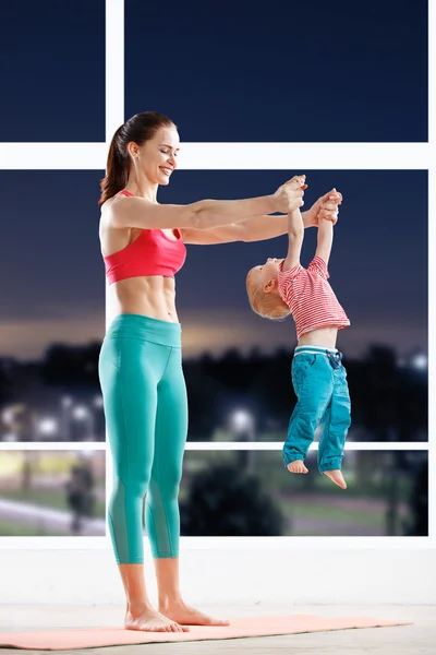 Fitness z dzieckiem — Zdjęcie stockowe