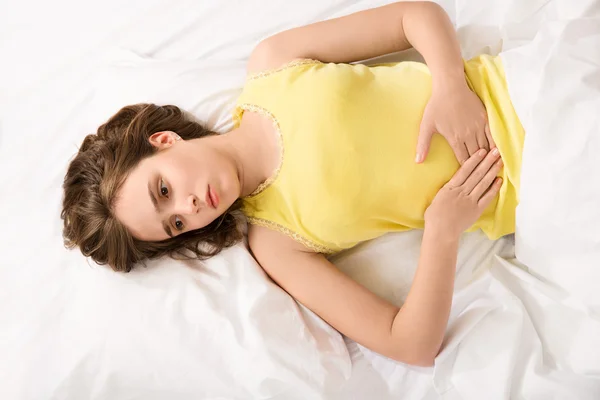 Depressed girl with female pain — Stock Photo, Image