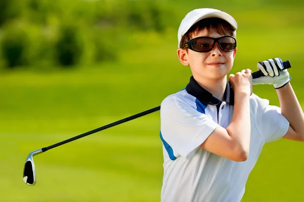 Portrait of boy golfer — Stock Photo, Image