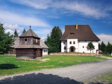 Wooden tower and manor in Pribylina, Slovakia clipart