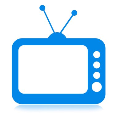 Çizgi film retro TV gösterimi beyaz arkaplanda izole edildi