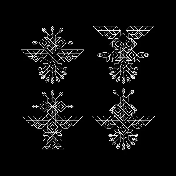 Kmenové sova Symbol. Ozdobený sova symbol v tribal stylu. Vintage výzdobný prvek. Line Art Design. Kaligrafické prvek. Geometrický styl. Sova ikona. Styl osnovy. Abstraktní znak. Perokresby ilustrace — Stockový vektor