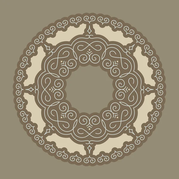 Ethnic Circle Element. Orient Traditional Design. Lace Pattern. Mandala Round Ornament. Vector Fashion Illustration. — Stockvector