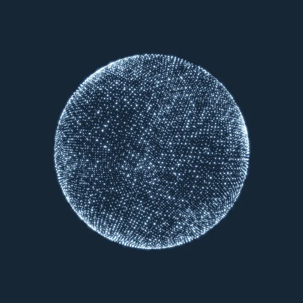 Koule, která se skládá z bodů. Globální digitální připojení. Mřížka je abstraktní koule. Drátový model oblasti obrázku. Abstraktní 3d mřížky návrhu. Zářící mřížka. 3D technologie styl. Sítě - Globe Design. — Stockový vektor