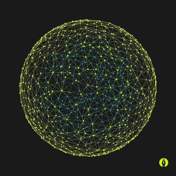 3D-Kugel. Globale digitale Verbindungen. Technologiekonzept. Vektorillustration — Stockvektor