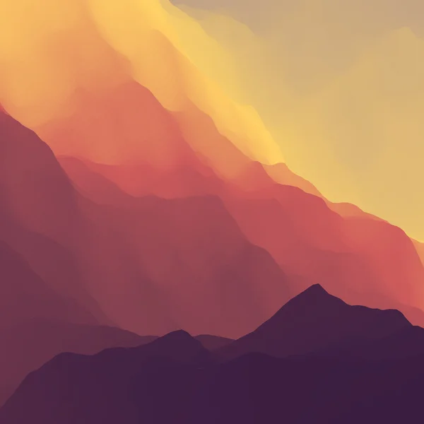 Mountain Landscape. Mountainous Terrain. Mountain Design. Vector Silhouettes Of Mountains Backgrounds. Sunset. Can Be Used For Banner, Flyer, Book Cover, Poster, Web Banners.