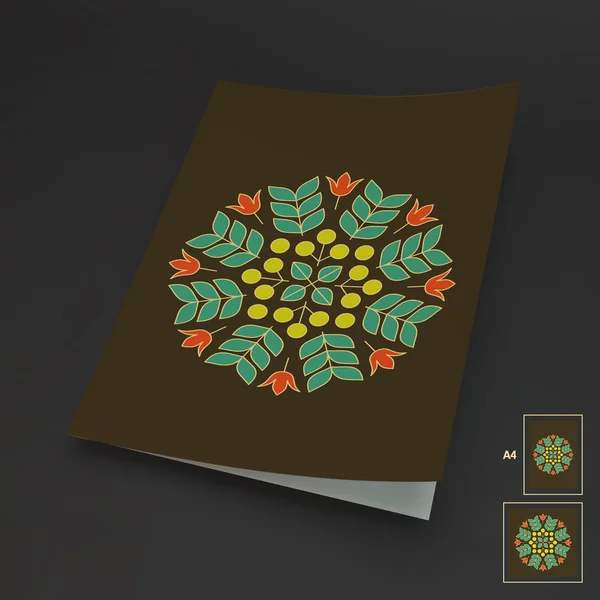 Çiçek öğeleri. Ders kitabı, kitapçık veya defter Mockup. Geleneksel tasarım gelecek şekilde yönlendirin. Dantel modeli. Vektör moda çizim. — Stok Vektör