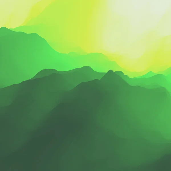 Paisaje de montaña. Terreno montañoso. Diseño de montaña. Vector siluetas de montañas fondos. Puesta de sol. Puede ser utilizado para la bandera, volante, cubierta del libro, cartel, banderas de la tela . — Vector de stock