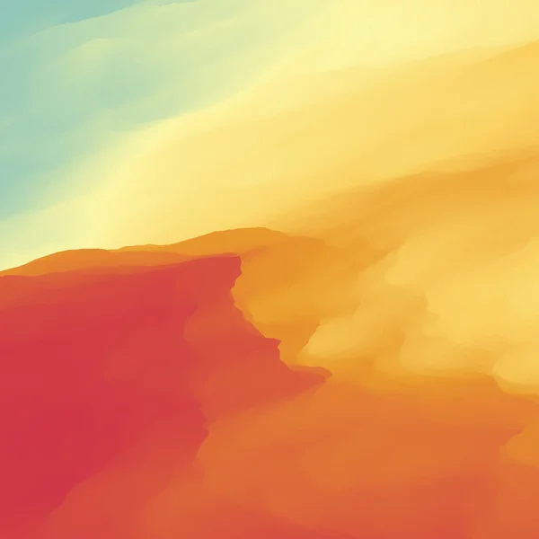抽象的な砂漠の風景の背景。ベクトルイラスト。砂丘。砂丘と山々の砂漠。砂漠の風景。砂漠のシーンのイラスト。砂漠の風景。砂嵐. — ストックベクタ