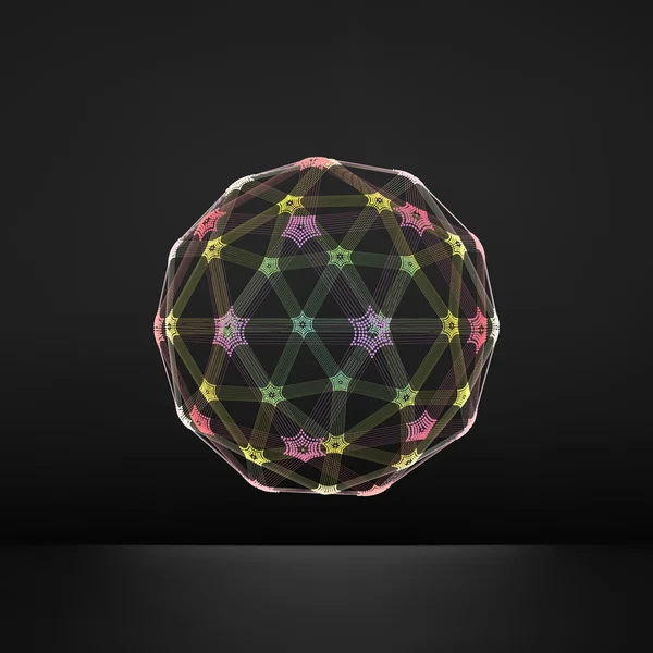 La Esfera Consta de Puntos. Conexiones digitales globales. Resumen de Globe Grid. Ilustración de Esfera Wireframe. Diseño abstracto de rejilla 3D. Una rejilla brillante. Estilo de tecnología 3D. Redes - Globe Design . — Vector de stock