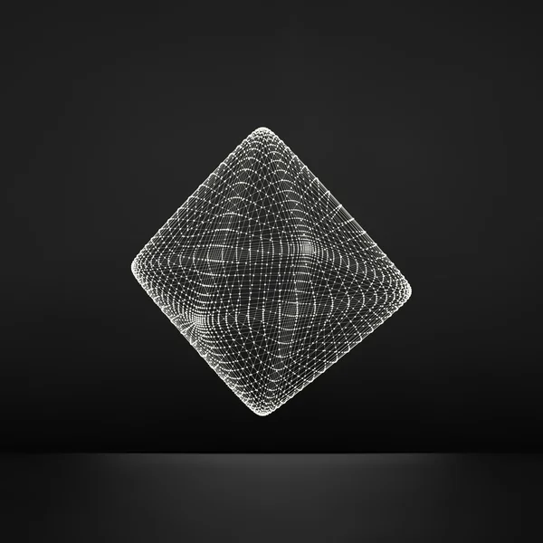 Vektor transparentes Oktaeder. Drahtgitterobjekt mit Punkten. abstrakte 3D-Verbindungsstruktur. geometrische Form für das Design. Geometrisches Gitterelement. Molekularraster. 3D-Technologie Stil mit Partikeln — Stockvektor