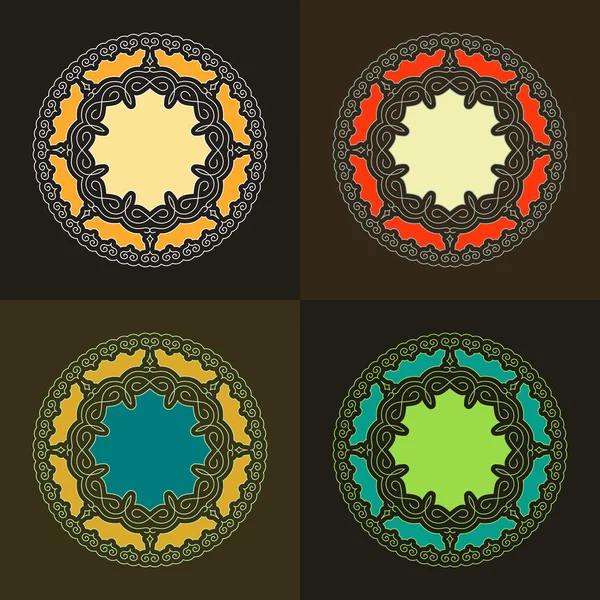 Set of Ethnic Circle Elements. Orient Traditional Design. Lace Pattern. Mandala Round Ornament. Vector Fashion Illustration. — Stock vektor