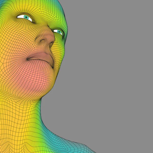 Глава человека из 3d Grid. Модель проволоки для головы человека. Голова Человека-полигона. Сканирую лица. Вид на человеческую голову. 3D геометрический дизайн. 3d Многоугольная покрывающая кожа. Геометрический многоугольный портрет человека . — стоковый вектор