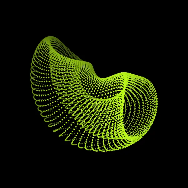 ドット付きのワイヤーフレームオブジェクト。概要3D接続構造。デザインのための幾何学的な形状。ラティスの幾何学的要素、エンブレム、アイコン。接続グリッド。分子グリッド。粒子を用いた3D技術スタイル — ストックベクタ