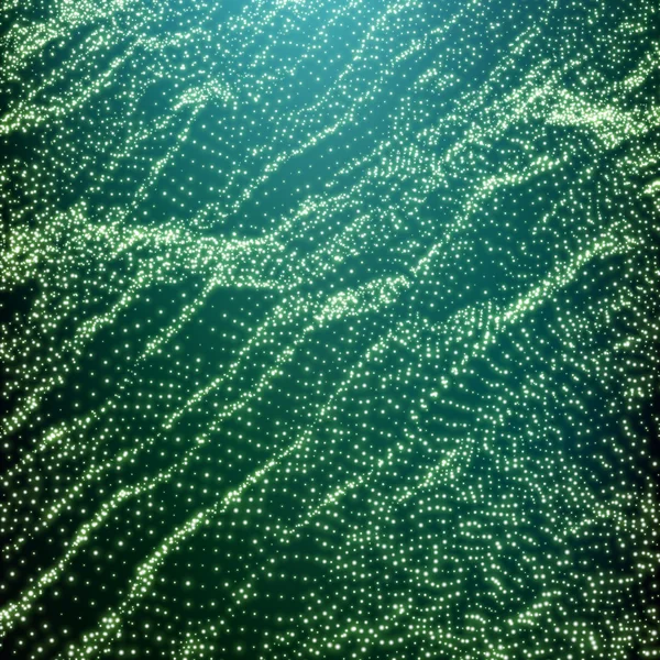 Wave Grid Background. Ripple Grid. Lattice Background. Ilustrație abstractă vectorială. Cyberspace Grid. Stilul tehnologiei 3D. Grid strălucitor. Ilustrație Wireframe cu puncte. Design de rețea cu particule — Vector de stoc