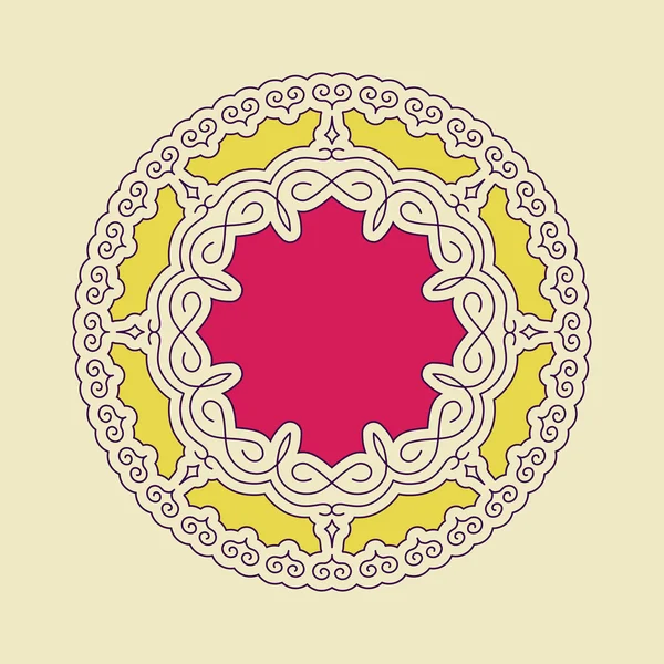 Ethnic Circle Element. Orient Traditional Design. Lace Pattern. Mandala Round Ornament. Vector Fashion Illustration. — ストックベクタ