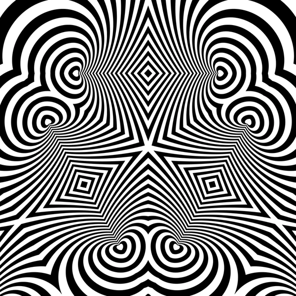 Siyah ve beyaz soyut çizgili arka plan. Optik sanat. 3d vektör illüstrasyonu — Stok Vektör
