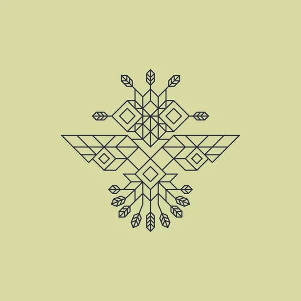 Kmenové sova Symbol. Ozdobený sova symbol v tribal stylu. Vintage výzdobný prvek. Line Art Design. Kaligrafické prvek. Geometrický styl. Sova ikona. Styl osnovy. Abstraktní znak. Perokresby ilustrace — Stockový vektor