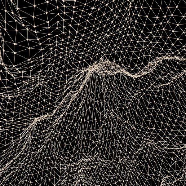 格子構造。ネットワーク技術通信の背景。抽象的な科学や技術の背景。グラフィック デザイン。粒子とソーシャル ネットワークの図。3 d グリッドの表面。サイバー スペース グリッド — ストックベクタ