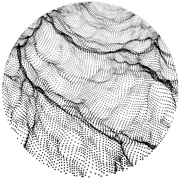 Fundo da grelha de ondas. 3d ilustração vetorial abstrata. Grade de ondulação. Rede do ciberespaço. Estilo de tecnologia 3D. Ilustração com Dots. Design de rede com partículas . — Vetor de Stock