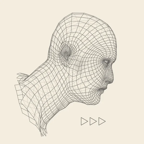 Глава человека из 3d Grid. Модель проволоки для головы человека. Голова Человека-полигона. Сканирую лица. Вид на человеческую голову. 3D геометрический дизайн. 3d Многоугольная покрывающая кожа. Геометрический многоугольный портрет человека . — стоковый вектор