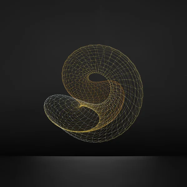 Περίγραμμα επιφάνειας αντικείμενο με γραμμές και κουκίδες. Αφηρημένο 3d δομή σύνδεσης. Γεωμετρικό σχήμα, για σχέδιο. Γεωμετρικό στοιχείο δικτυωτού πλέγματος, το έμβλημα και το εικονίδιο. Σύνδεση στο δημόσιο δίκτυο. Μοριακή πλέγμα. 3D τεχνολογία στυλ. — Διανυσματικό Αρχείο