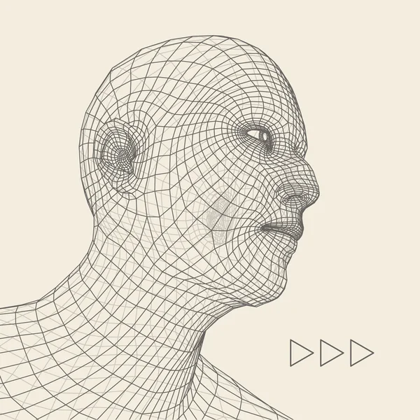 Глава человека из 3d Grid. Модель проволоки для головы человека. Голова Человека-полигона. Сканирую лица. Вид на человеческую голову. 3D геометрический дизайн. 3d Многоугольная покрывающая кожа. Геометрический многоугольный портрет человека . — стоковый вектор