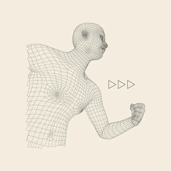 Τρισδιάστατο μοντέλο του Man. πολυγωνικό σχεδιασμού. Γεωμετρικό σχέδιο. Επιχειρήσεων, την επιστήμη και την τεχνολογία διανυσματικά εικονογράφηση. 3D πολυγωνικά κάλυψη δέρμα. Πολύγωνο ανθρώπινο σώμα. Ανθρώπινο σώμα μοντέλο σύρματος. — Διανυσματικό Αρχείο