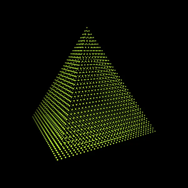 Pirámide. Tetraedro regular. Sólido platónico. Regular, Poliedro convexo. Elemento geométrico para el diseño. Rejilla molecular. Diseño de rejilla 3D. Estilo de tecnología 3D . — Archivo Imágenes Vectoriales