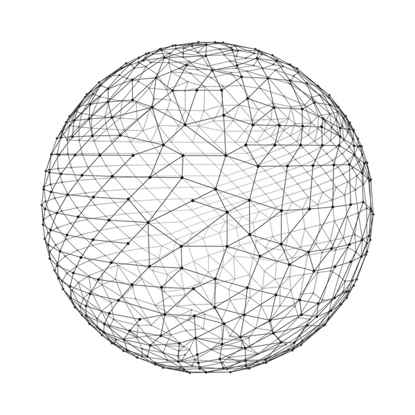 3D küre. Küresel dijital bağlantıları. Teknoloji kavramı. Vektör çizim. — Stok Vektör