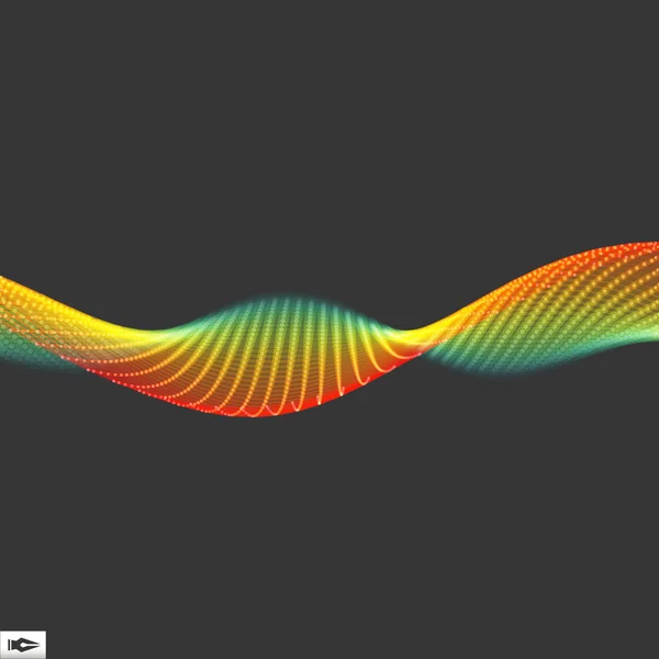 Хвиля з підключеними лініями і крапками. Структура з'єднання. Рамка з дроту Векторні ілюстрації . — стоковий вектор