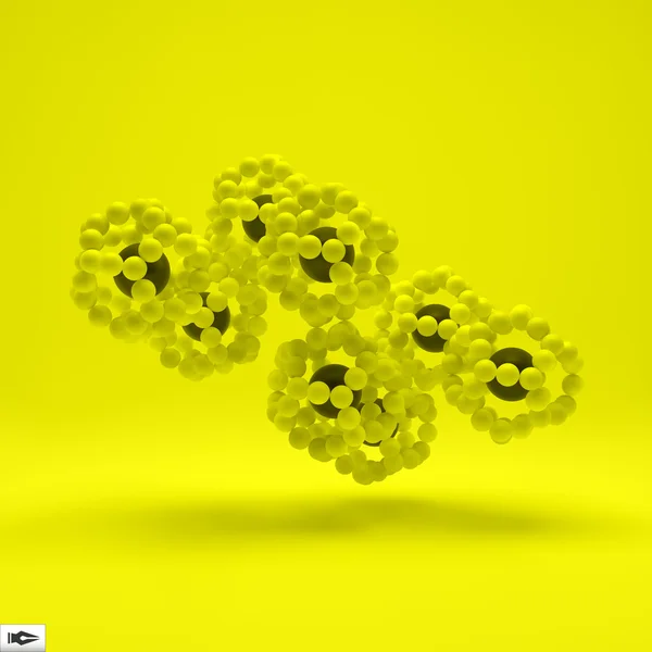 3D-structuur van de molecule. Futuristische technologie stijl. 3D-vectorillustratie. Structuur van de verbinding. — Stockvector