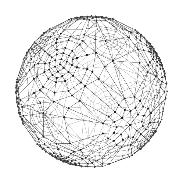 Esfera 3d. Conexiones digitales globales. Concepto tecnológico. Ilustración vectorial . — Vector de stock