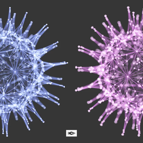 Sfär med anslutna streck och punkter. Glödande rutnät. Anslutning struktur. Wireframe vektor Illustration. — Stock vektor